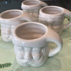 Pottery Barn Santa Claus White Mugs - Set of 4